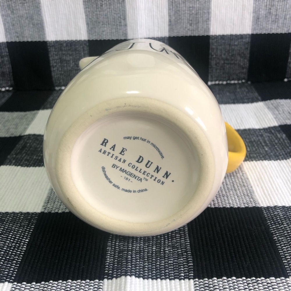 Rae Dunn “JUICE” Small Pitcher with Yellow Handle (HTF) - Picture 2 of 6